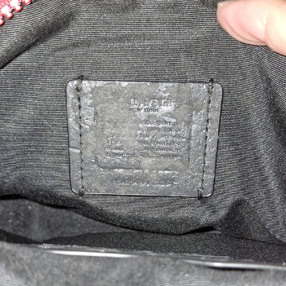 Coach Tan and Black Wristlet with Red Accent - Picture 4 of 6